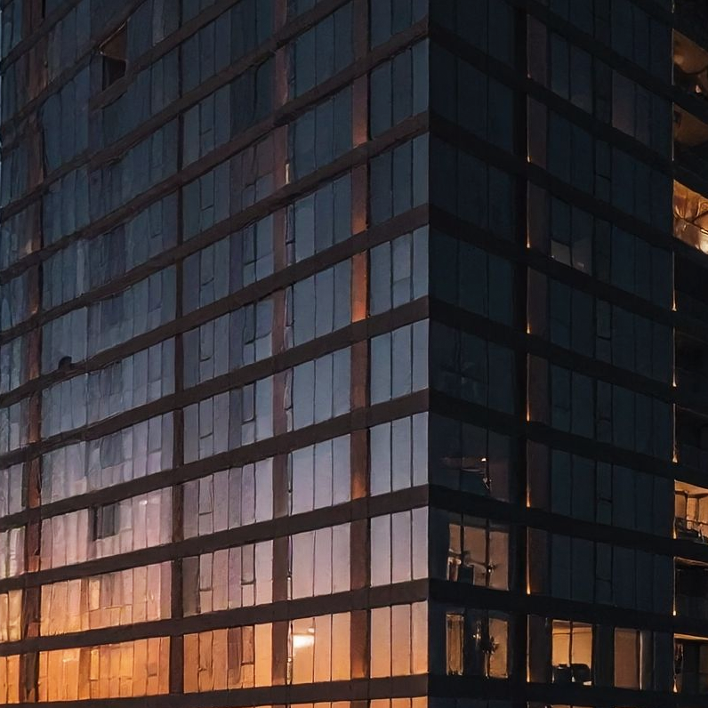 Glass & bronze — The evening facade